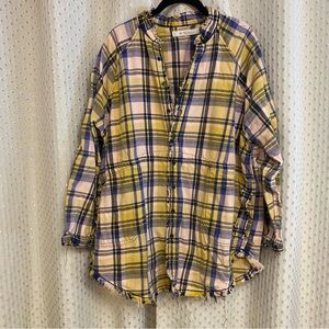 Free people summer daydream yellow plaid tunic
